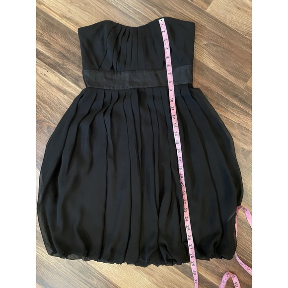 WHITE HOUSE BLACK MARKET SZ 0 BLACK PLEATED STRAPLESS COCKTAIL DRESS BUBBLE HEM - Picture 10 of 13